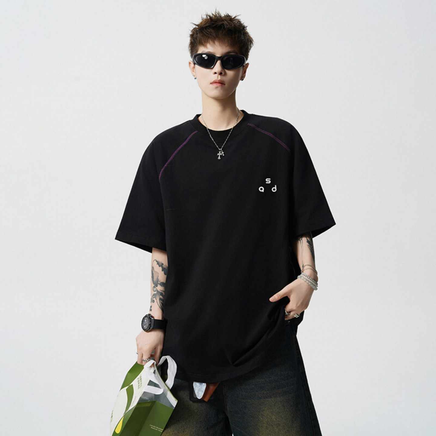 Men’s Cotton T-Shirt - Letter Print Short Sleeve My Store 