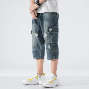 Loose Elastic Waist Cropped Jeans - MRC STORE