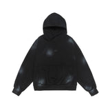 Splash-Ink Spray Paint Loose Hooded Pullover Sweater - Street Fashion for Youth in Pink, White, & Black My Store  38.59