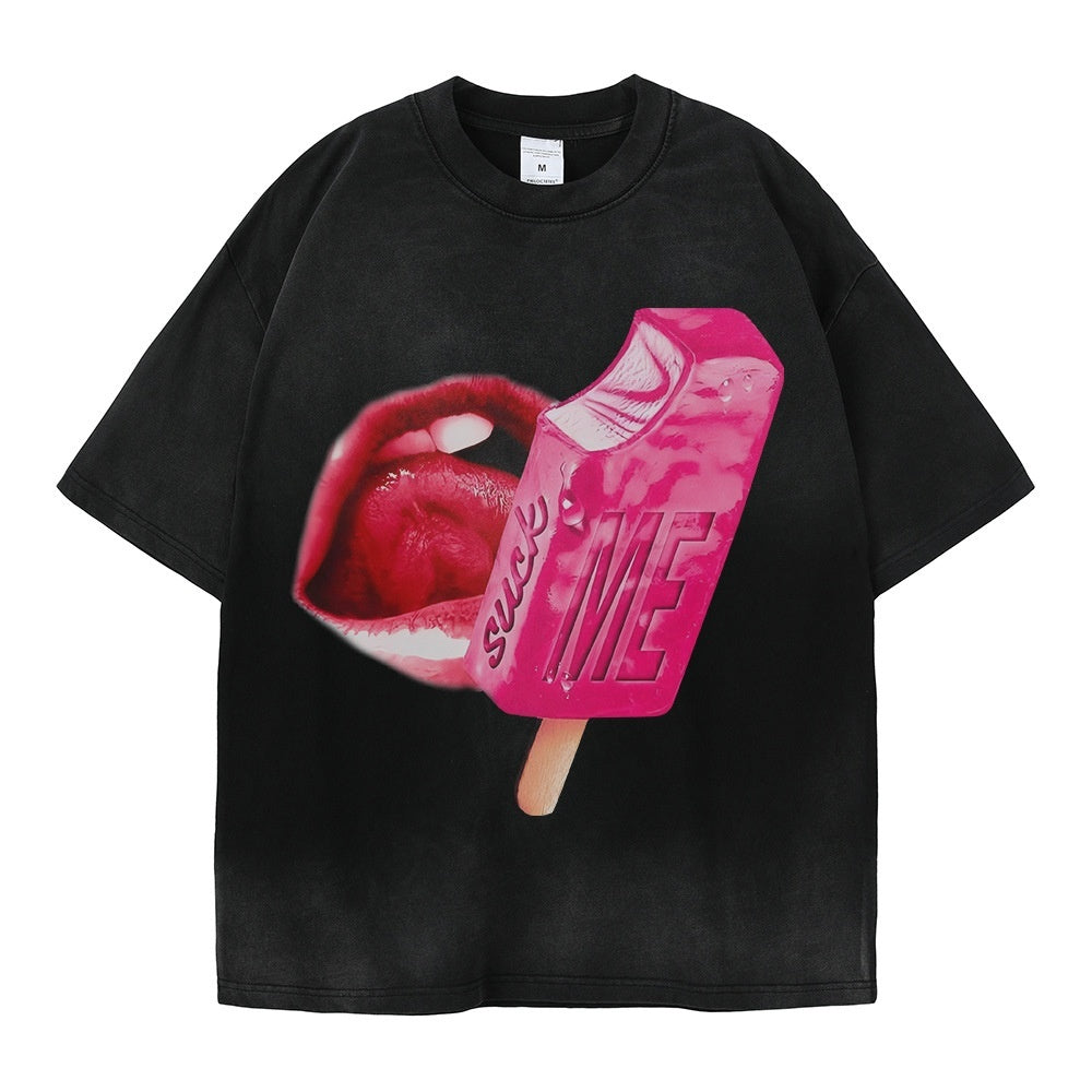 Women’s Street T-Shirt - Washed Cartoon Loose Top My Store 