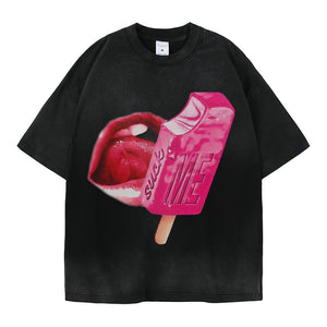 Women’s Street T-Shirt - Washed Cartoon Loose Top My Store 
