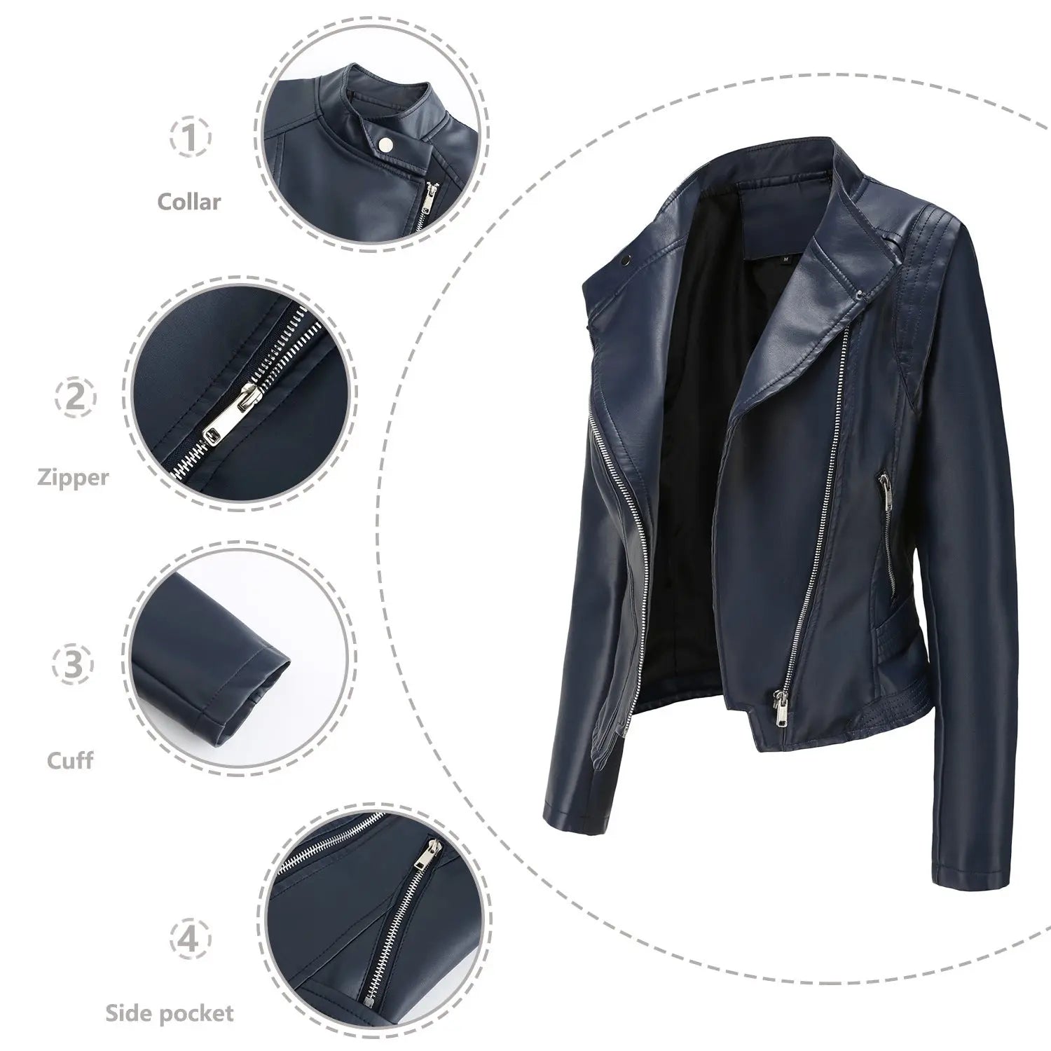 Slim Fit PU Leather Coat My Store 