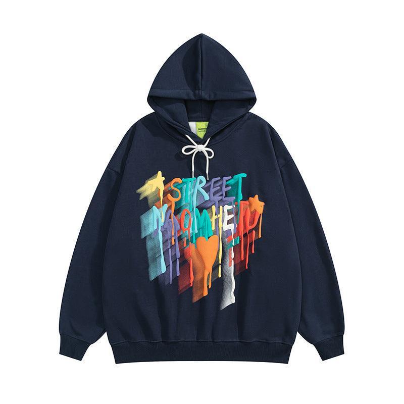 Couple Loose Long Sleeved Hooded Sweatshirt - MRC STORE