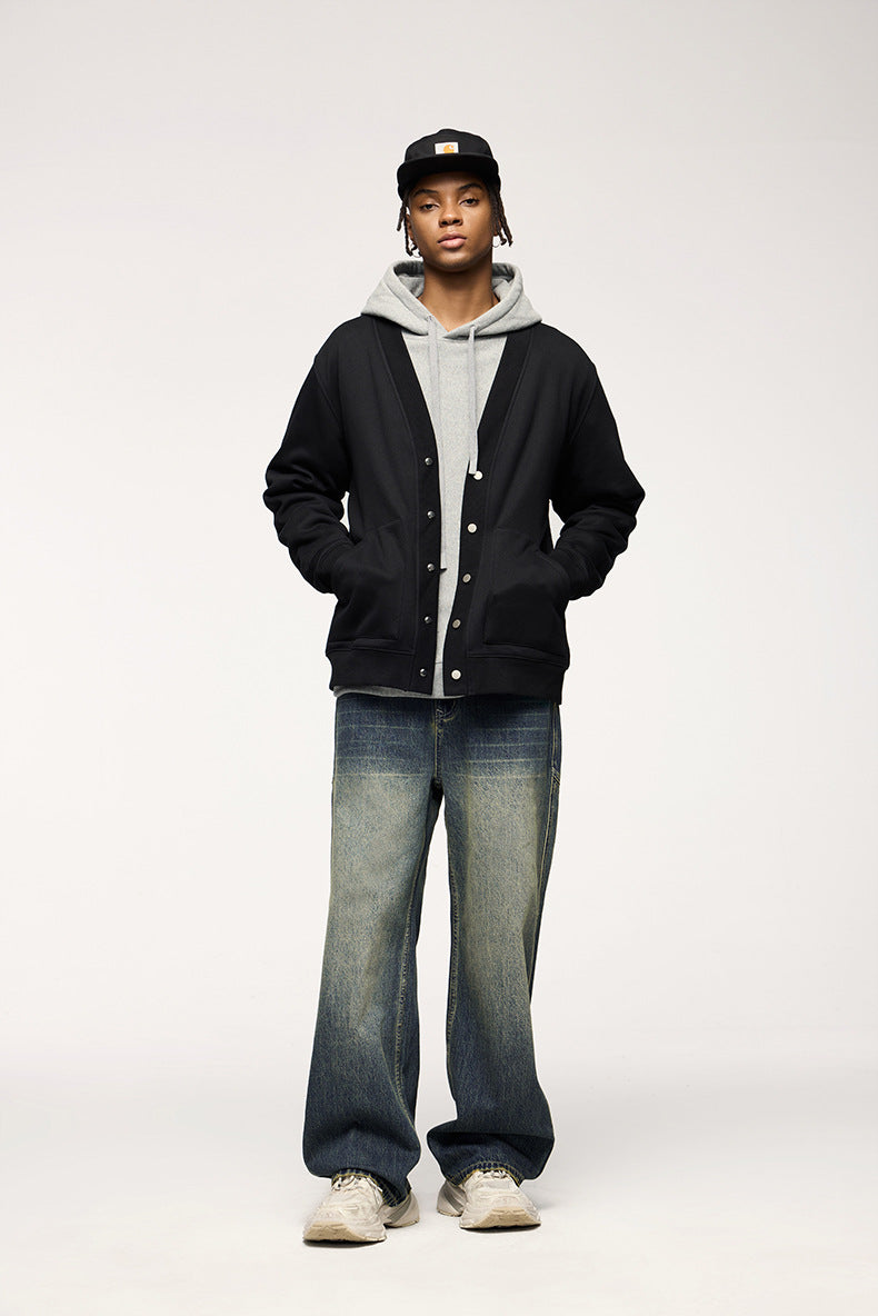 Men’s Wide Leg Jeans - Washed Cut Trousers My Store 