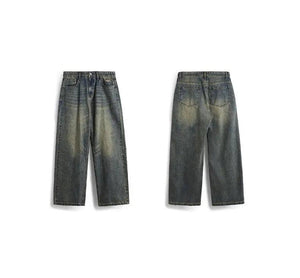 Retro Distressed Wide Leg Jeans - MRC STORE