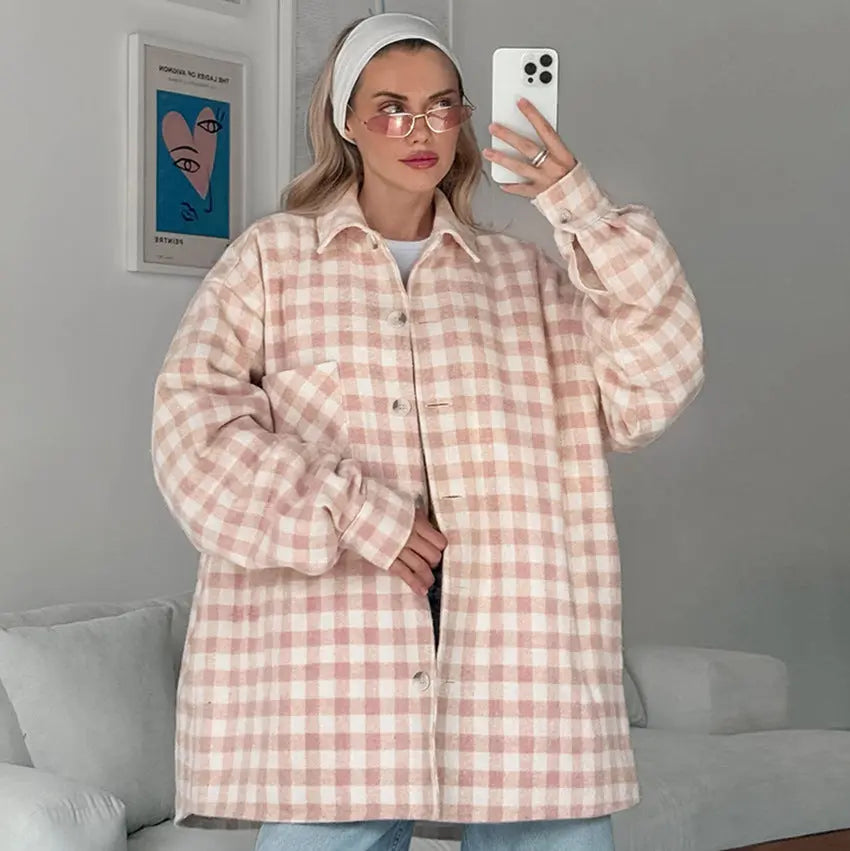 Plaid Loose Fashion Coat My Store 