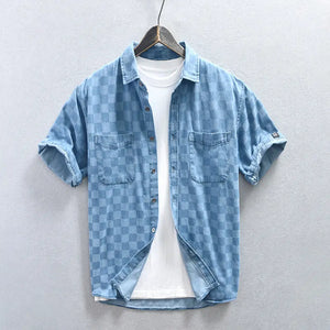 Men's Plaid Casual Denim Shirt My Store  34.33