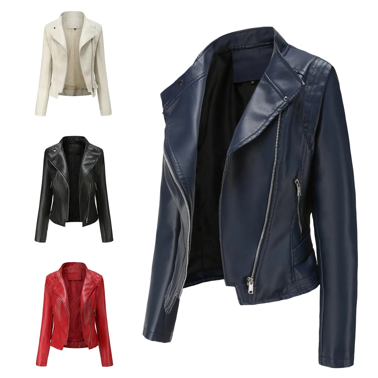 Slim Fit PU Leather Coat My Store 