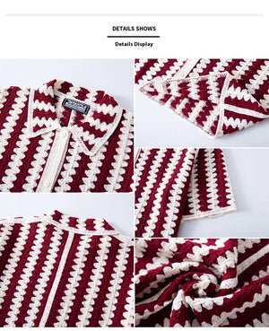 Men’s Knitwear Shirt - Vintage Stripe Hollow My Store 