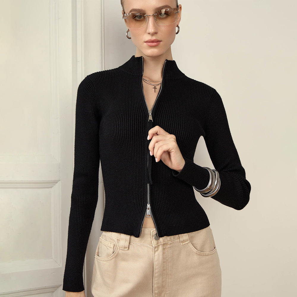 Women’s Double Zipper Thermal Cardigan My Store 