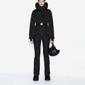 Belted Stand Collar Ski Puffer Jacket MRC STORE 