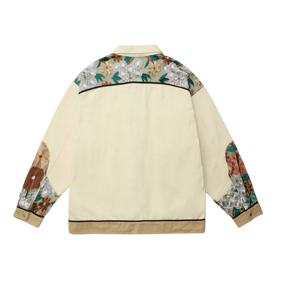 Unisex Stitching Lace Coat – Casual Khaki Jacket for Youth My Store 