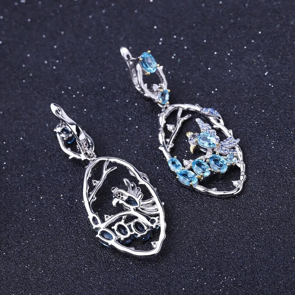 Elegant Blue Topaz Silver Earrings My Store 