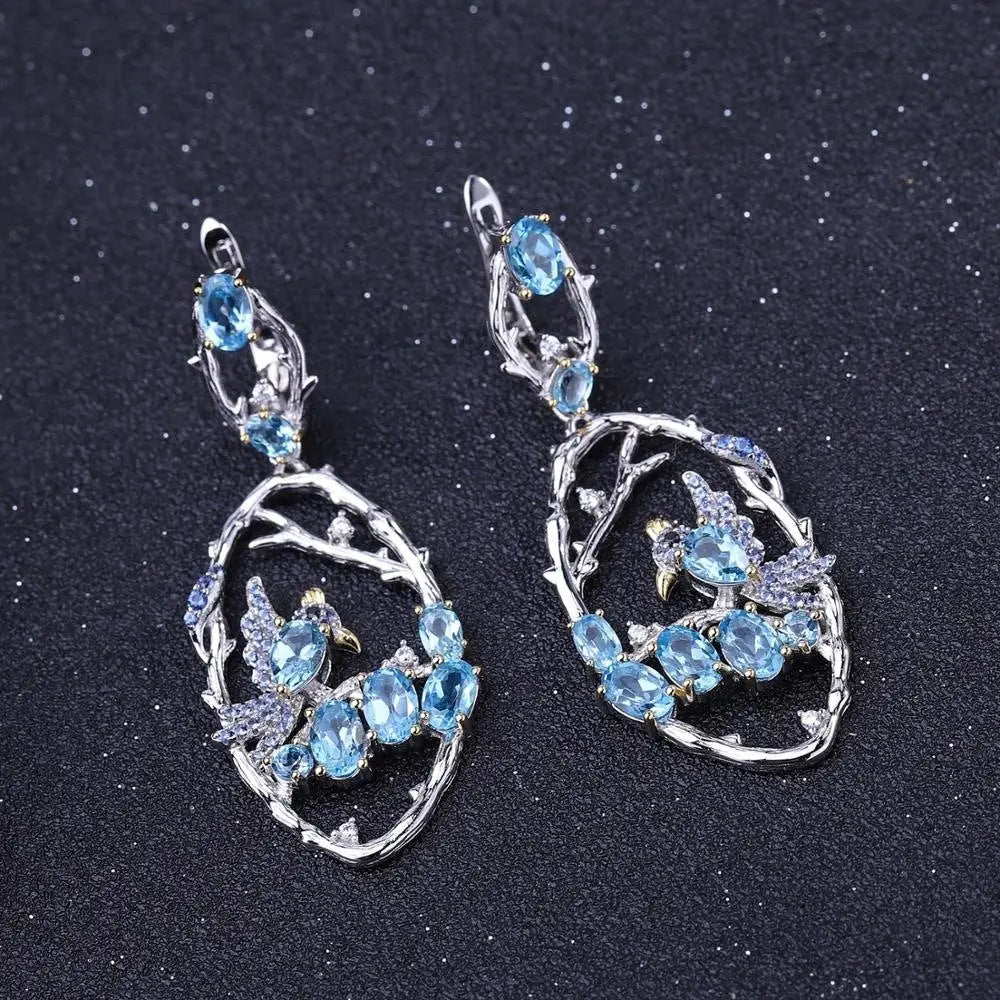 Elegant Blue Topaz Silver Earrings My Store 