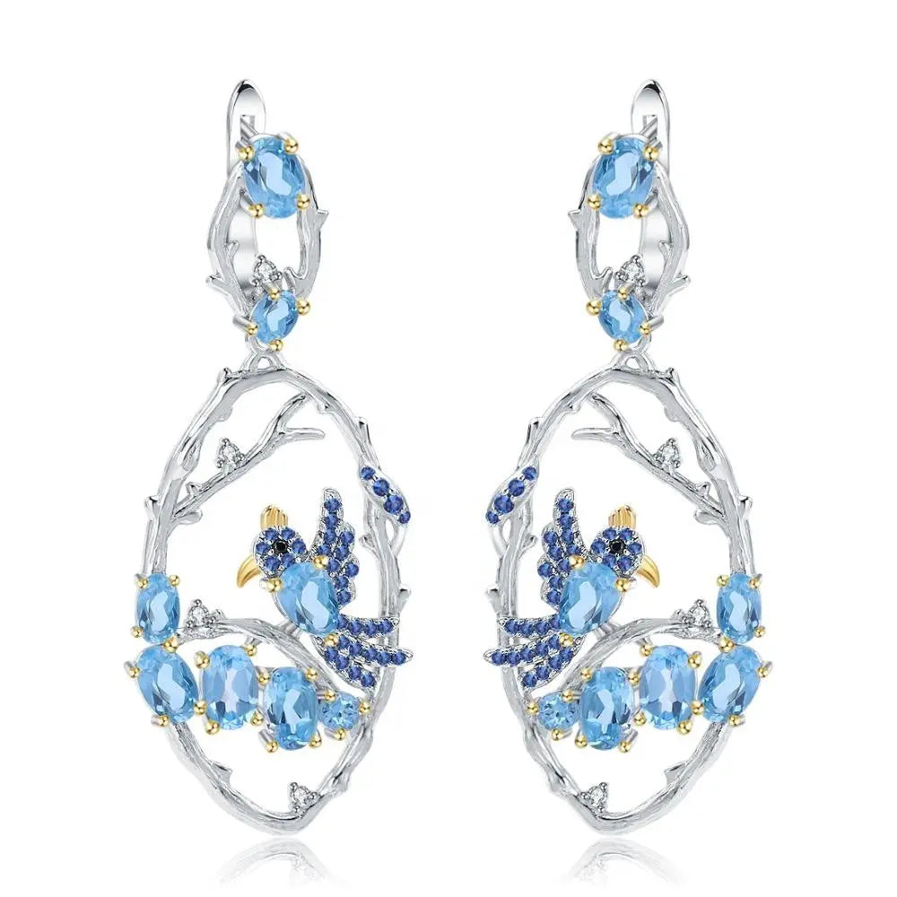 Elegant Blue Topaz Silver Earrings My Store  76.50