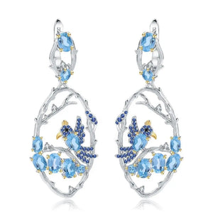 Elegant Blue Topaz Silver Earrings My Store  76.50