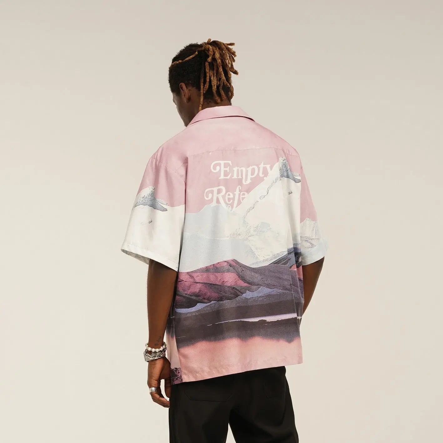 Pink Snow Mountain Print Shirt My Store 