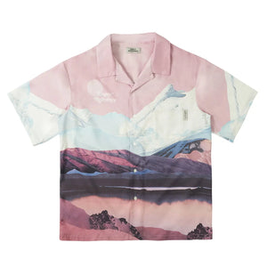 Pink Snow Mountain Print Shirt My Store 