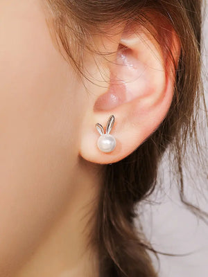 Trendy Rabbit Pearl Earrings My Store 