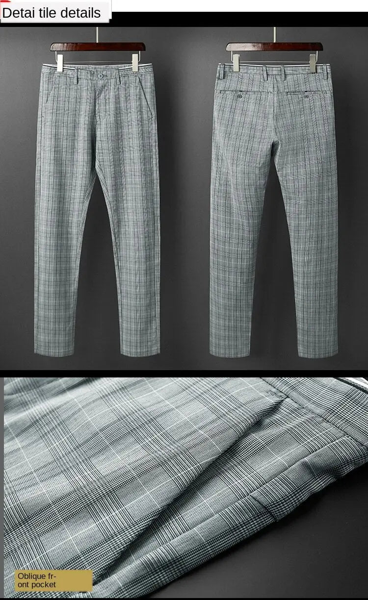 Slim Fit Plaid Pants My Store 