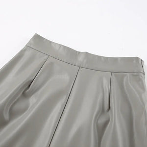 French Fashion Slit Leather Skirt My Store 