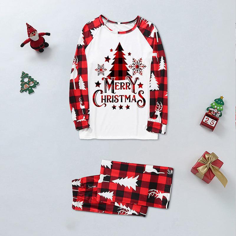 Festive Plaid Stitching Christmas Parent-Child Leisure Wear Set – Cozy Family Homewear My Store 