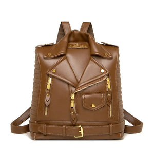 Trendy Leather Textured Jacket Backpack My Store 