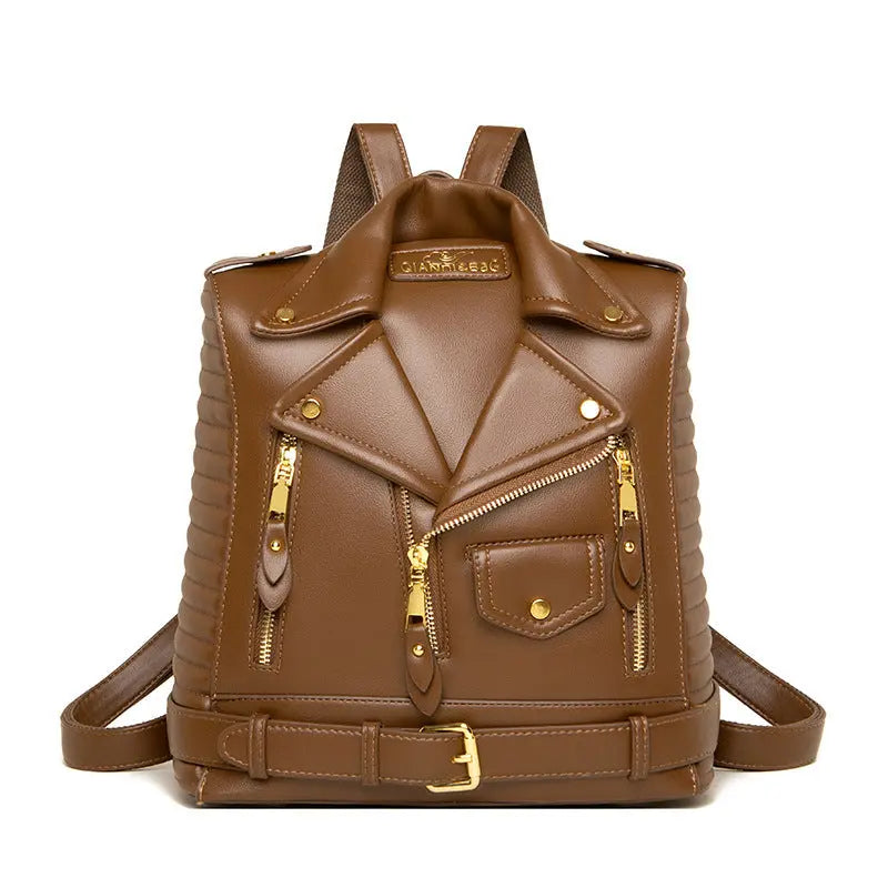 Trendy Leather Textured Jacket Backpack My Store 