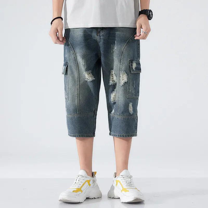 Loose Elastic Waist Cropped Jeans - MRC STORE