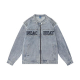 Detachable Trendy Letter Embroidery Denim Coat My Store  52.71