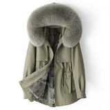 Thickened Detachable Fox Fur Liner Mid-Length Coat