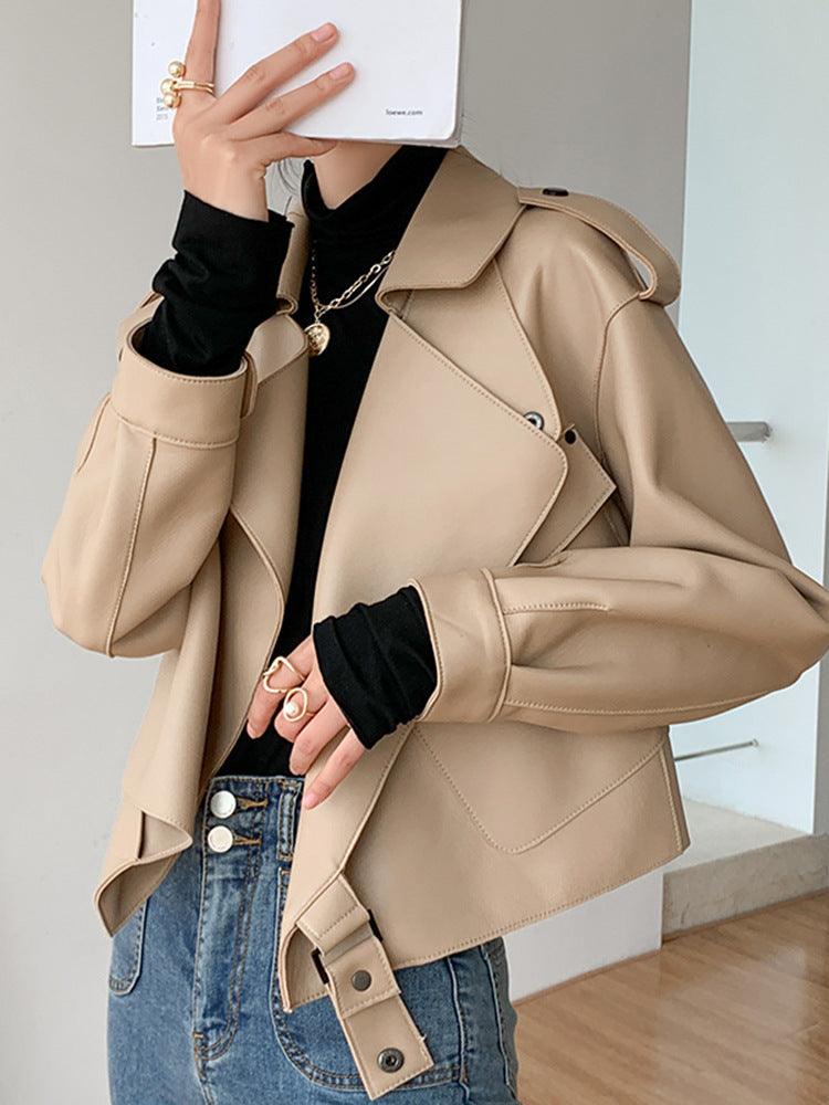 Elegant Women's Genuine Leather Jacket - Sheepskin Short Coat for Stylish Commutes My Store 