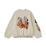 Flame Ribcage Graphic Oversized Sweatshirt – Trendy Streetwear Style My Store  40.77