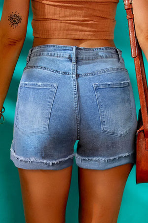 Washed & Frayed Casual Shorts My Store 