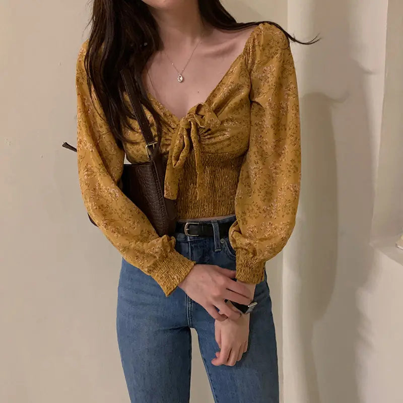 V Neck Chiffon Blouse My Store 