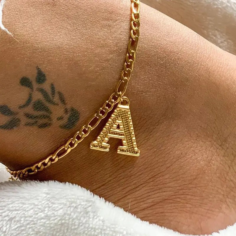 Shiny Letter Diamond Anklet My Store 