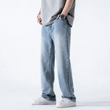 Vintage Jeans Men's Loose Straight Washed Wide Leg – Light Blue Denim Trousers