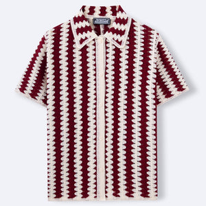 Men’s Knitwear Shirt - Vintage Stripe Hollow My Store 