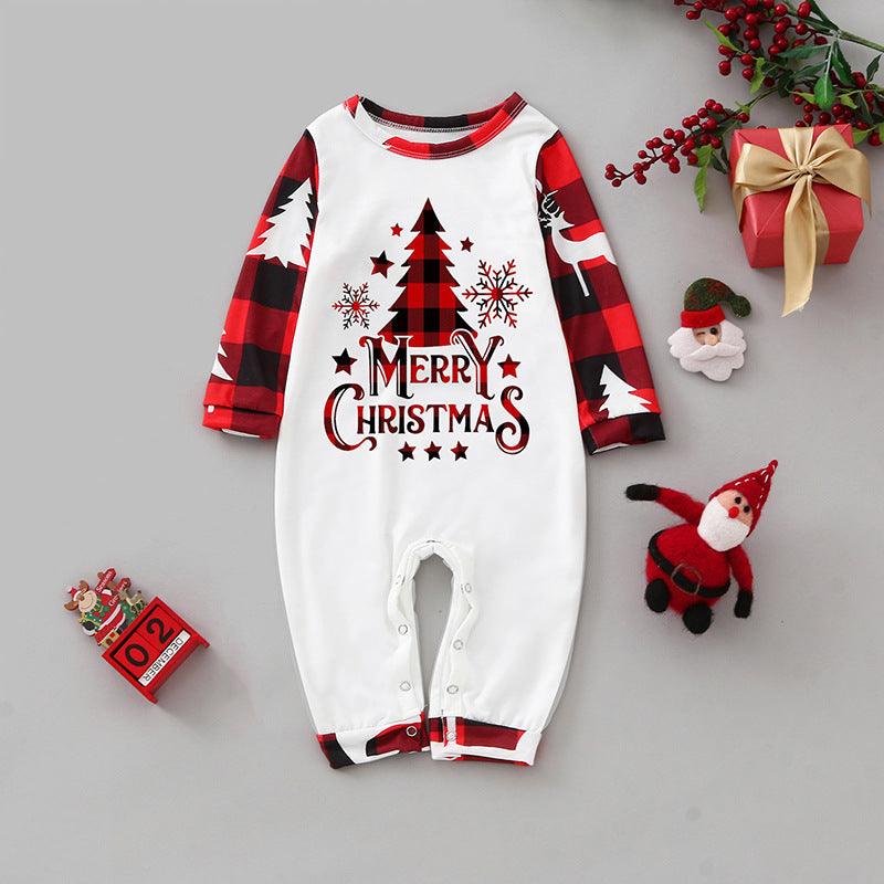 Festive Plaid Stitching Christmas Parent-Child Leisure Wear Set – Cozy Family Homewear My Store 