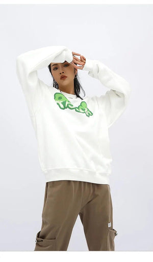 Fleece Lined Letter Print Sweater - MRC STORE