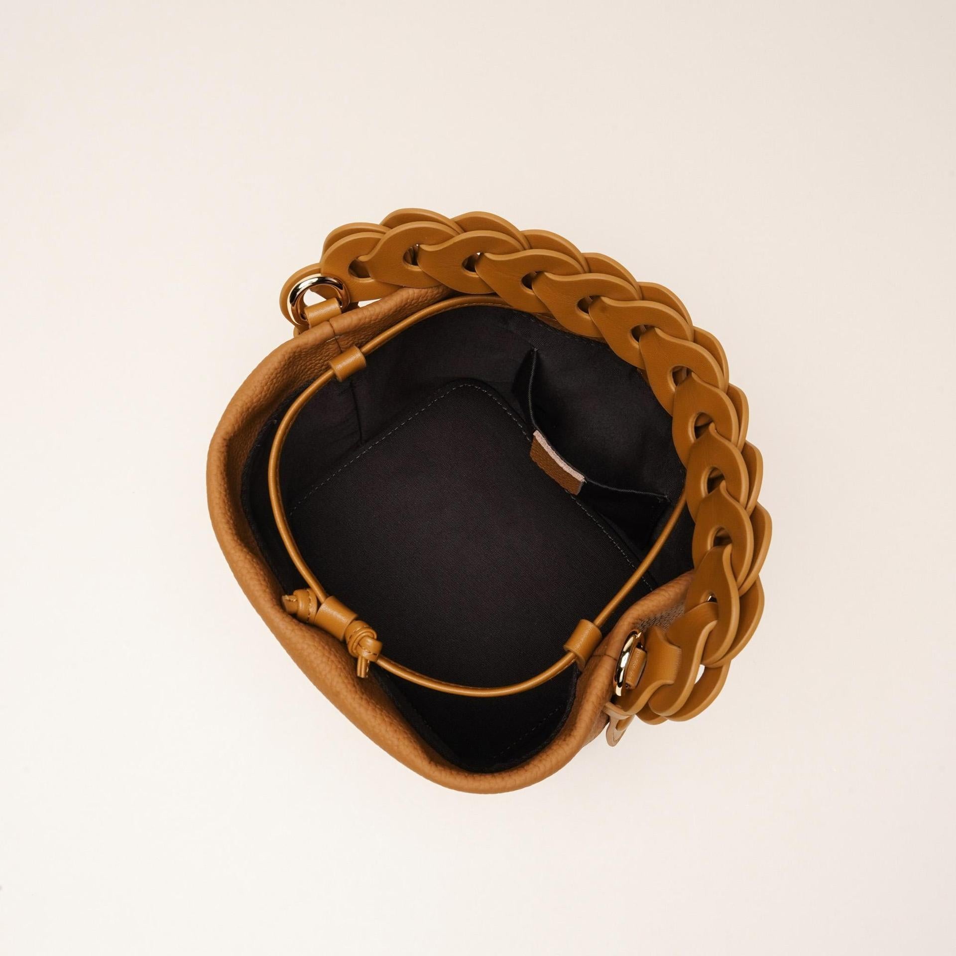 First-Layer Cowhide Woven Bucket Crossbody Bag MRC STORE 