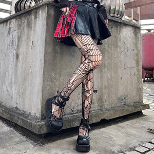 Women's Black Skull Fishnet Stockings for Halloween - Thin Polyester Design My Store 