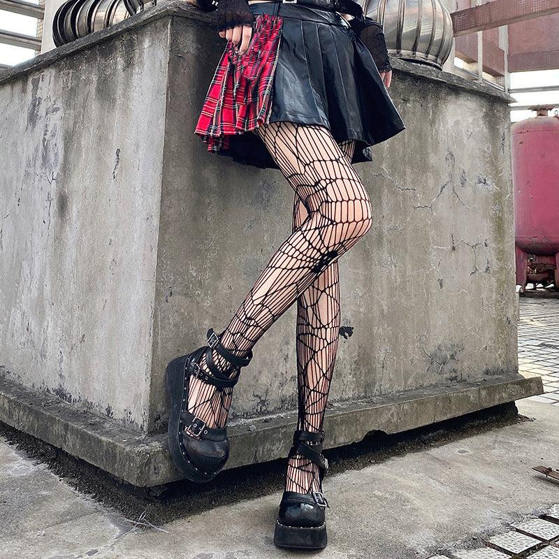 Women's Black Skull Fishnet Stockings for Halloween - Thin Polyester Design My Store 