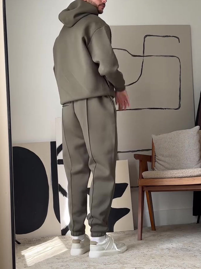 Men’s Casual Hooded Sweatshirt & Elastic Waist Pants Set My Store 