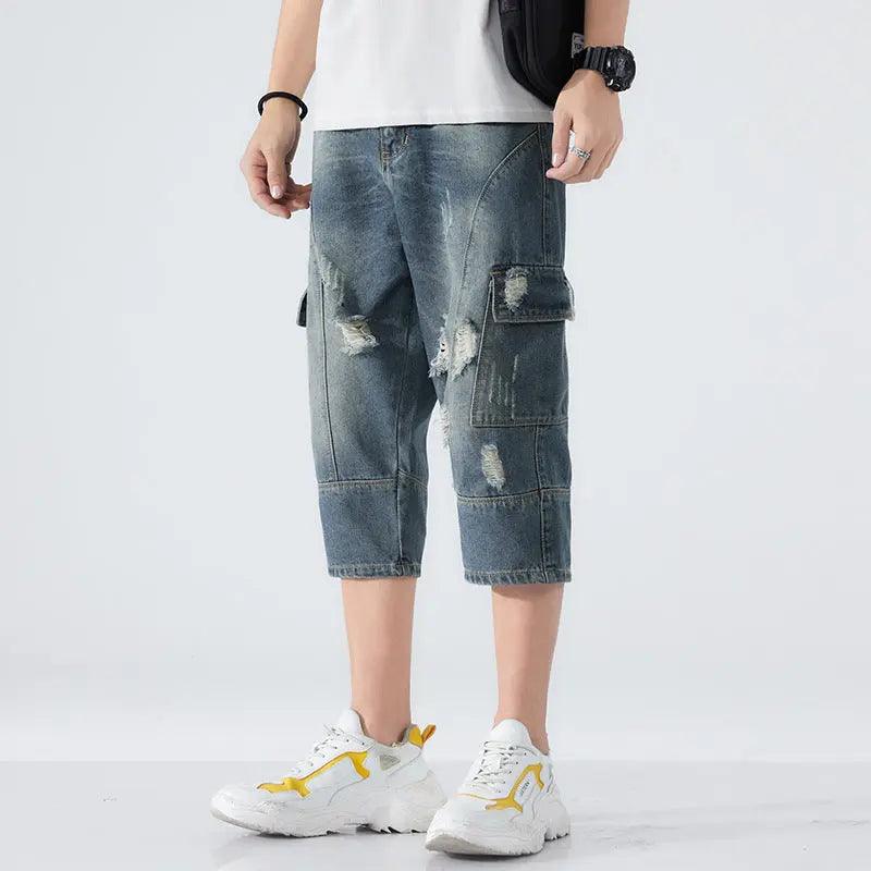 Loose Elastic Waist Cropped Jeans - MRC STORE