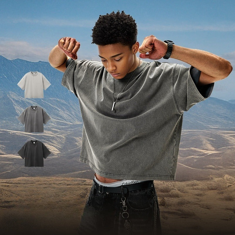 Men's Cotton Washed-out Vintage Trendy Brand T-shirt My Store 
