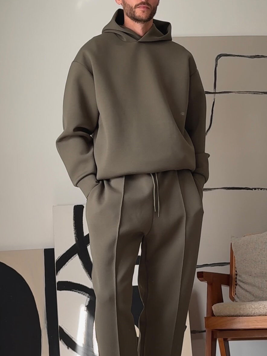 Men’s Casual Hooded Sweatshirt & Elastic Waist Pants Set My Store 