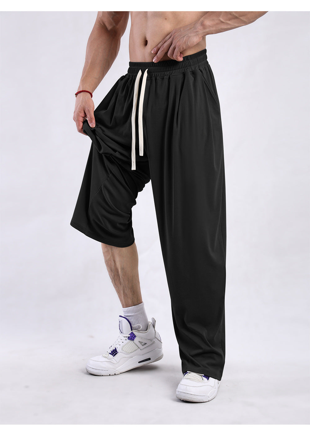 Men’s Wide-Leg Pants - Draping Casual Trousers My Store 
