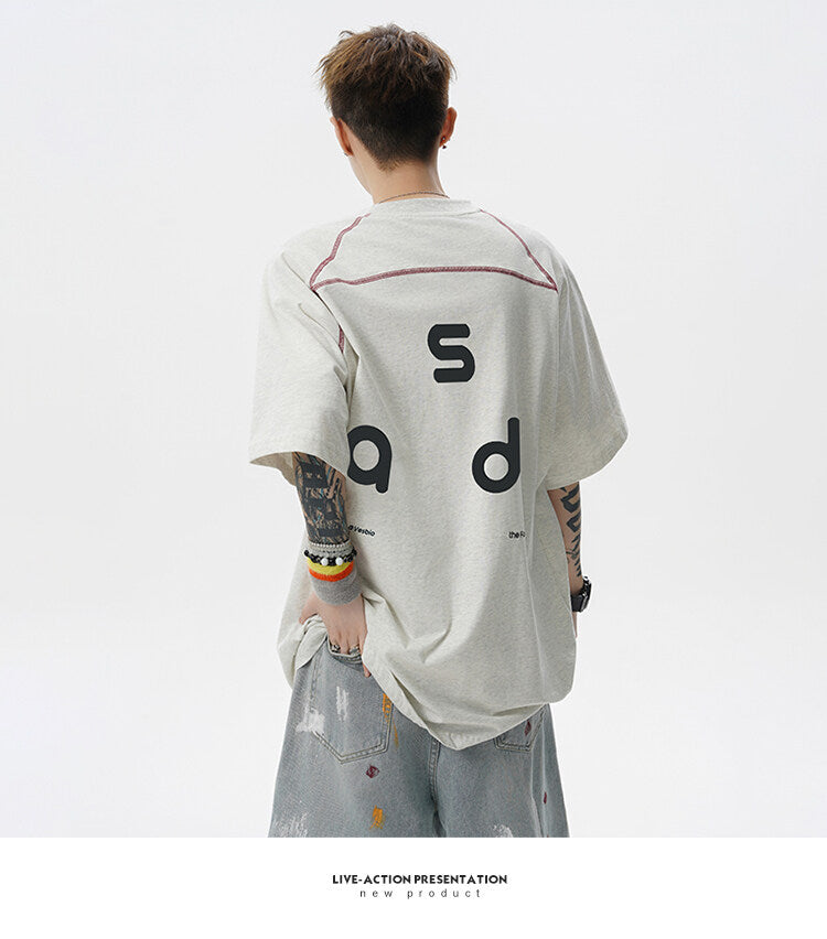 Men’s Cotton T-Shirt - Letter Print Short Sleeve My Store 