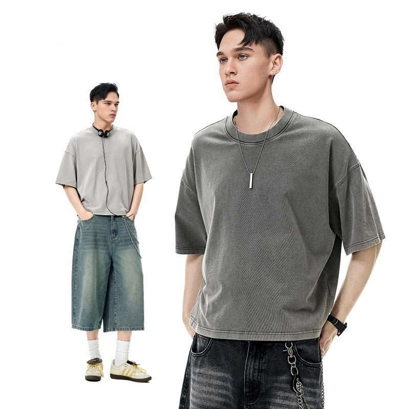 Men's Cotton Washed-out Vintage Trendy Brand T-shirt My Store 